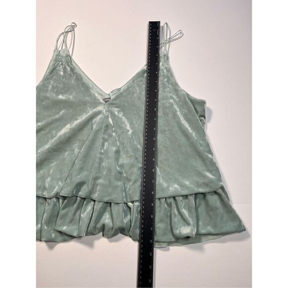 Aerie Layered Double Strap Crushed Velvet Subtle Crop Tank Mint Green Size Large - Picture 7 of 9